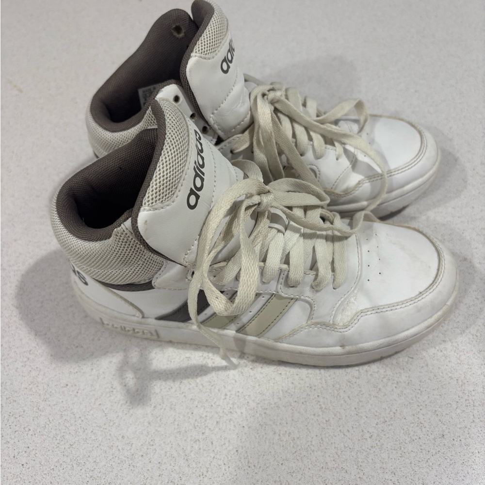 Adidas White and Gray High-Top Basketball Shoes